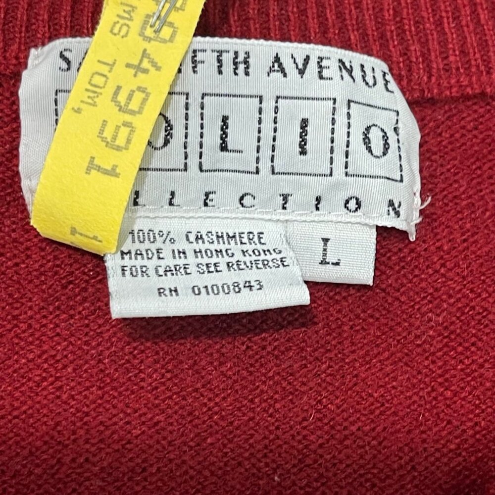 Vintage Saks Fifth Avenue Folio Cashmere Sweater Vest Mens Size Large Red V-Neck - Picture 6 of 10